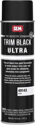 SEM 49143 Trim Black Ultra, Black Spray Paint with Satin Finish| Designed for Plastic, Aluminum, Steel and Stainless Steel, 14.5 oz. Automotive Aerosol Paint Can
