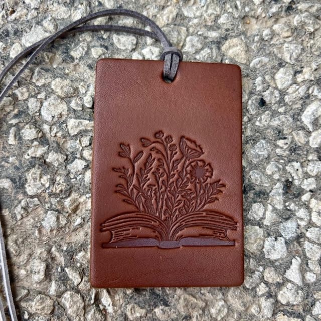 Air Flair | Leather Car Air Freshener | Rectange Books & Flowers (Leather)