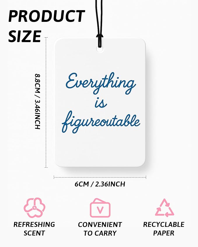 Inspirational Car Air Freshener 4 Pcs Coconut Scented, Self Care Gifts for Women Car Accessories Mirror Decor, Mental Health Hanging Air Freshener for Therapy Office Classroom Cars Books