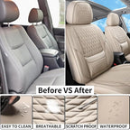 Car Seat Covers Full Set Custom Fit for Mercury Mountaineer 1997-2010 - Premium Faux Leather with Lumbar Support | Breathable, Waterproof, Anti-Slip, Durable (Beige,Full Set)