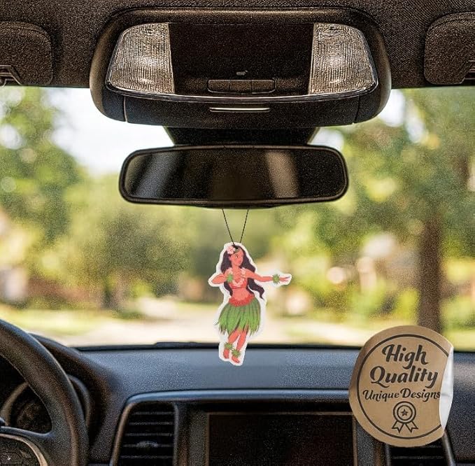 Fresh Fresheners Cute Funny Car Air Fresheners Scented with Premium Oils 4-pack (Hula Girl)