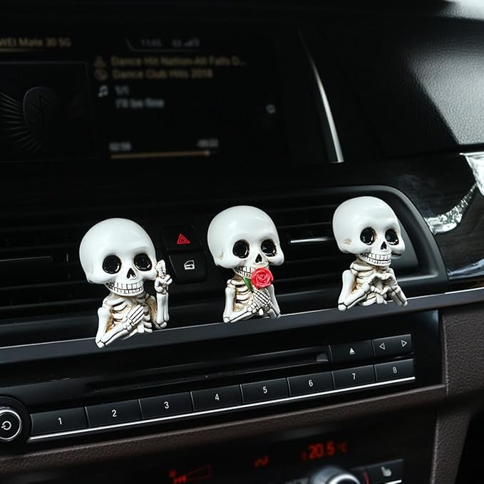 Skull car accessories – Gothic Skull Air freshener – Stylish Car Decor with Replaceable Fragrance Pad, Funny Christmas Gifts for Dad Mom