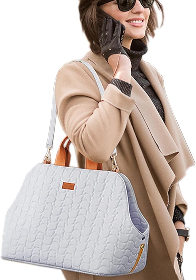 Small Dog Bag Woman Totes Style,Dual USE,Car Safety Seat for Pets,Puppy Kennel Purse ,Soft Cat Carrier,Soft Cushion,Trained Gentle Pets Tote Outdoor (Grey)