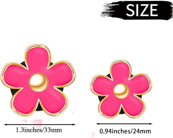 Daisy Air Vent Clips - 6 Pcs Cute Flower Car AC Outlet Clip, Freshener Clip Charm - interior Decor Charm (Rose Red)