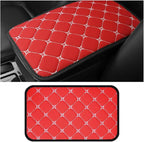 HZEL Car Center Console Cushion Pad, PU Leather Vehicle Armrest Protection Cover, Waterproof Automotive Interior Arm Rest Seat Box Mat Accessories, Universal for SUV, Sedan, Truck (Red)
