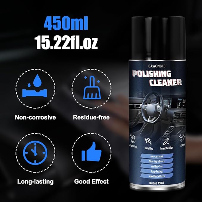 EAWONGEE Interior Car Cleaner & Protectant, 450ml, Multi-Surface Polish for Plastic, Leather, Vinyl