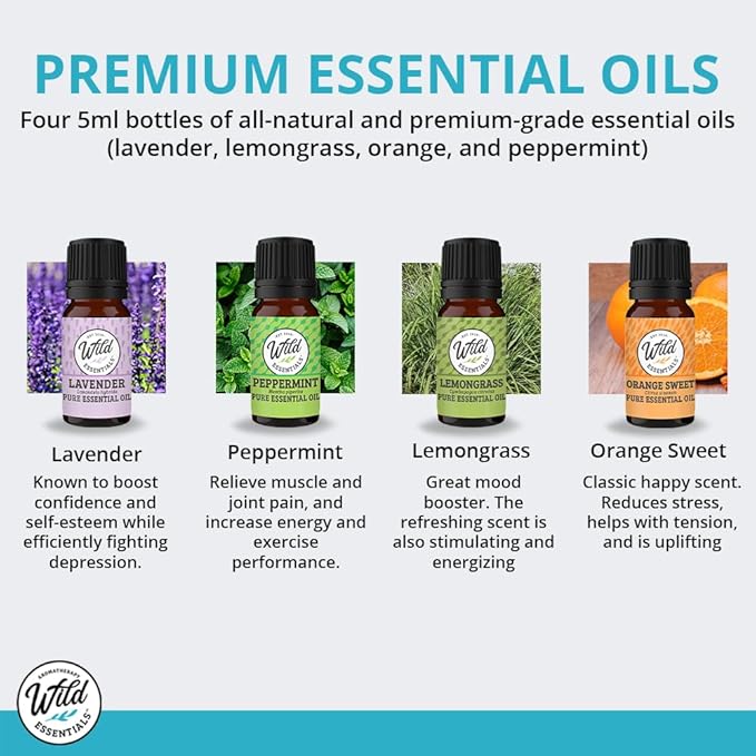 Wild Essentials Rose Gold Tree of Life Essential Oil Car Vent Diffuser Kit with Lavender, Lemongrass, Peppermint, Orange Oils, Stainless Steel Locket, 8 Refill Pads, Customizable Color Changing