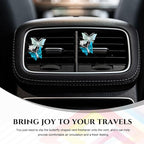 2PCS Car Air Vent Clips, Dual Butterfly Diamond Car Air Conditioner Outlet Vent Clip, Cute Car Diffuser Perfume Clip, Car Air Freshener Decor Accessories for Women Girl (Blue, Style 1)