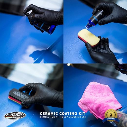 Color N Drive Deep Gloss 9H Car Ceramic Coating Paint Protection Kit, Automotive Polish For Color Protection Against Scratches, Stains, Chipping And UV Light, Vehicle Care Deep Gloss Shine Finish