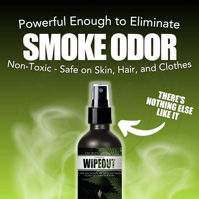 Chronic Wipeout Smoke Smell Eliminator for Home, Cars, Clothes, & More | Smoke Odor Eliminating Spray for All Kinds of Strong Smoke Gifts for Smokers - Apple, Bamboo Teak, & Sugar Cookie 3 Pack - 4 oz