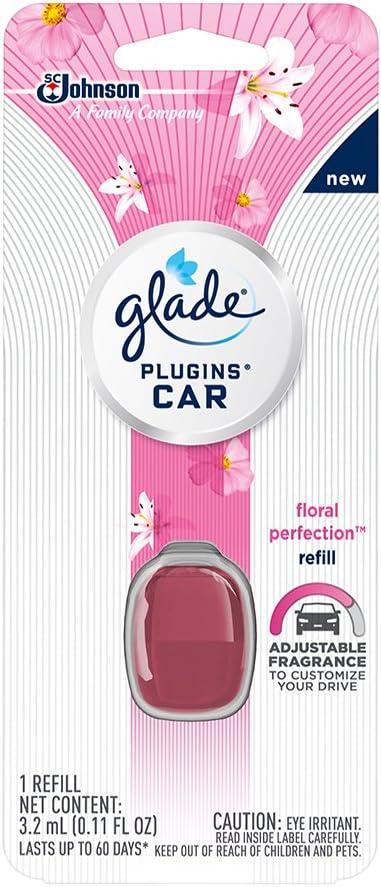 Glade Plugins Car Air Freshener Refill, Floral Perfection, 0.11 Fl. Oz