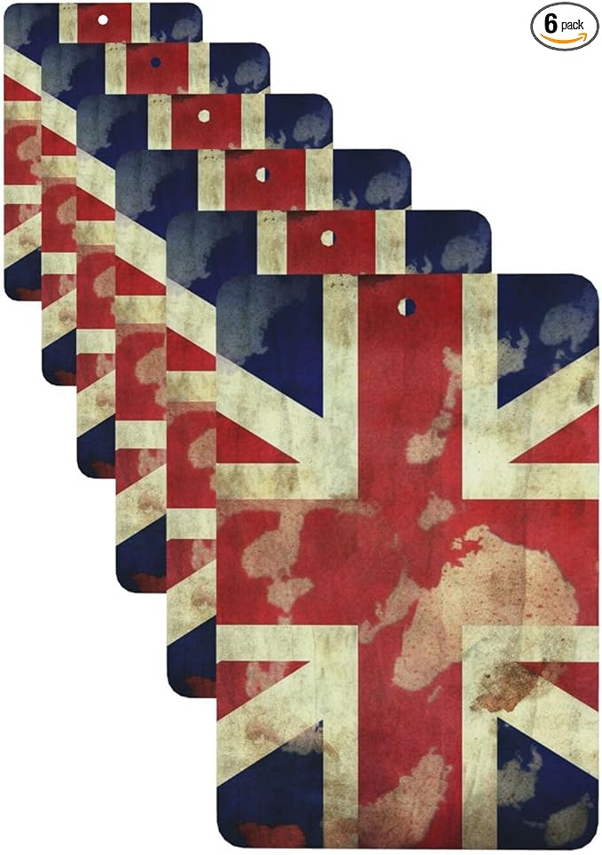 6 Pcs Car Air Fresheners Hanging Scented Cards for Car Fresheners Vintage Union Jack British Flag Car Aromatherapy Tablets Funny Hanging Air Freshener for Car Rearview Mirror Pendant