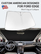 Proadsy 2026 Upgrade Windshield Sun Shade Custom Fit 2015-2024 Ford Edge Foldable Front Sunshade Protector Sun Visor Blocks UV Rays Keep Car Cooler
