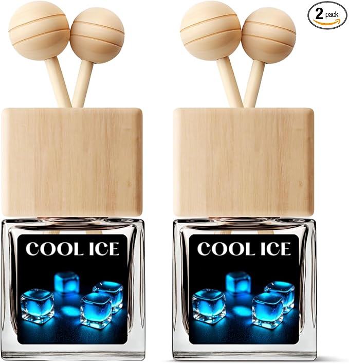 Ice Air Freshener | Cool Ice Scent for Women & Men | Long Lasting Fragrance | Car Vent Clip Diffuser (2 Pack), Clear