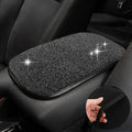 BetterJonny Auto Bling Car Armrest Cover, Crystal Rhinestone Auto Center Console Cover Pad Non-Slip Car Arm Rest Cushion Pad Universal Bling Car Accessories for Most Car (Black)