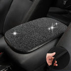 BetterJonny Auto Bling Car Armrest Cover, Crystal Rhinestone Auto Center Console Cover Pad Non-Slip Car Arm Rest Cushion Pad Universal Bling Car Accessories for Most Car (Black)