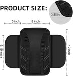 NBTEPEM Black Center Console Cover, Sporty Leather Armrest Cover Cushion with 2 Storage Pockets, Universal Auto Middle Console Protector, Car Interior Accessories for Most SUV, Truck, Sedan Vehicles