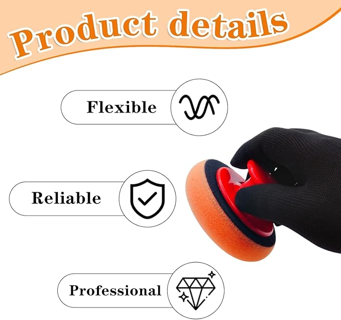 6 Pcs Car Sponge Polishing Pads Professional Wax Applicator Pads with Handle for Car Polishing