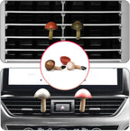JSCARLIFE Natural Wood Mushroom Car Air Freshener for Air Vent - Premium Ash Wood & Black Walnut, Natural Scents (Lemon/Lavender/Vanilla), 2PCS Set - Chemical-Free, Long-Lasting Fragrance