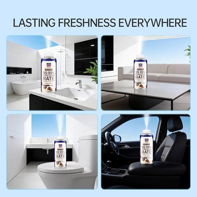 GLODWAY Car Air Freshener Spray, Cappuccino Scent, 6 OZ Odor Eliminator,4 Pack, for Cars, Trucks, RVs, Home