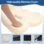 Urban Deco Memory Foam Seat Cushion, Office Chair Seat Cushion with L-Shaped Design, Ergonomic Back and Seat Pad Cushion for Car, Driving, Office, Black+Grey