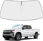 Proadsy Windshield Sun Shade Custom Fit Chevy Silverado 1500 2Dr 4Dr 2019-2024 2025 2026 4-Layer Foldable Front Sunshade Protector Sun Visor Blocks UV Rays Keep Car Cooler Accessories