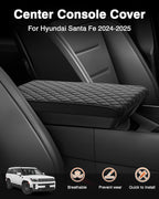 Shademax Custom for 2024 2025 2026 Hyundai Santa Fe Center Console Cover Armrest Cover Santa Fe Hybrid Accessories Arm Rest Cushion Pad Leather Middle Console Cover Armrest Seat Box Protector