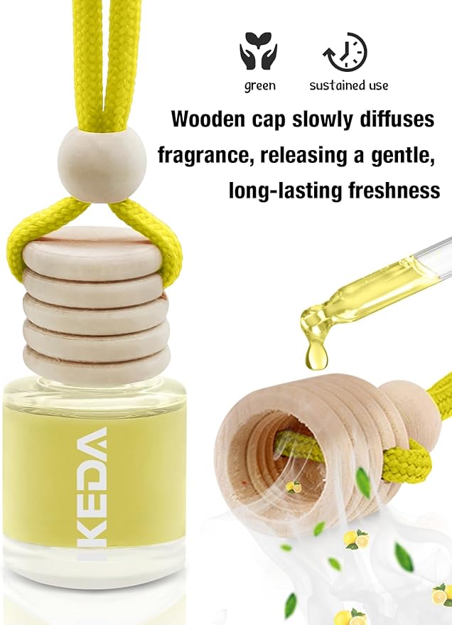 Ikeda Car Air Freshener: Hanging Car Smell Air Freshener | 10ml Round Hanging Car Decoration | Long Lasting Fragrance | For Auto Home | 1pcs (Lemon(Circular))