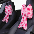 Macarrie 2 Pcs Car Neck Pillow Plush Butterfly Bow Car Headrest Pillow Comfortable Seat Neck Support Cute Head Rest Accessories for Driving Travel Driver Chair Girl Style Interior Decor(Pink Heart)