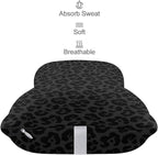 Car Neck Support Pillow 2 Pcs for Neck Pain Relief, Compatible with Dark Gray Black Leopard Cheetah Print Bone Shape Headrest Pillow for Car Seat with Soft Memory Foam