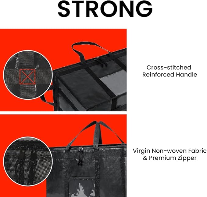 NZ home Insulated Bags for Food Delivery (3XL PRO) Grocery Shopping Cooler Bag, Pizza Delivery, Hot & Cold Catering Tote, Reusable, Foldable & Heavy Duty (Gray)