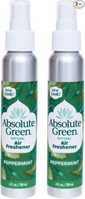 Absolute Green Air Freshener Room Spray, Non-Toxic, Cover Odors, Safe around Kids and Pets, Natural Peppermint Scent 4oz (Pack of 2)