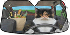 Cat Driving Car Windshield Sun Shade Fun Animal Cool Foldable UV Ray Sun Visor Protector Sunshade to Keep Your Vehicle Cool (55" x 27.6")