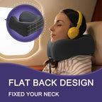napfun Neck Pillow for Traveling, Upgraded Travel Neck Pillow for Airplane 100% Pure Memory Foam Travel Pillow for Flight Headrest Sleep, Portable Plane Accessories, Black Striped Kit