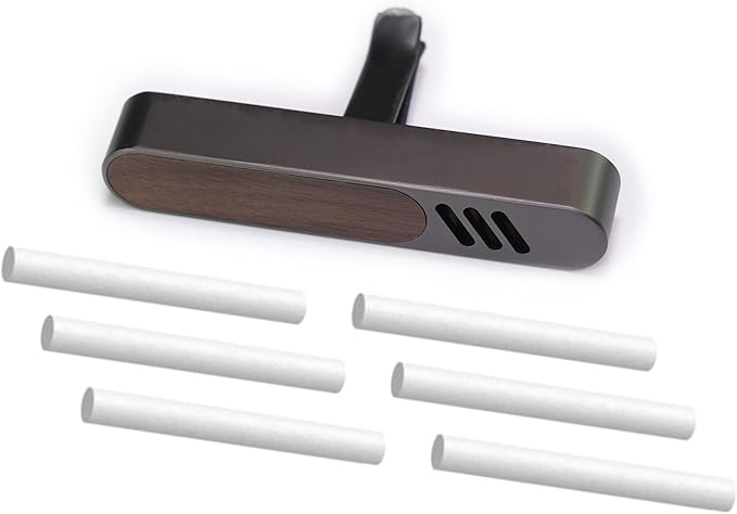 Luxury Car Air Freshener Vent Clip – Premium Wood & Metal Diffuser in Multiple Colors & Scent Kits – Reusable, Unisex for Men & Women (Premium Dark Grey, Pure Neutral Six)