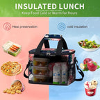 iknoe Insulated Lunch Bag, Foldable 8.5L Cooler Bag for Men & Women, Leakproof Thermal Design, Great for Office, Picnic, Travel, Lunch Box,Flower