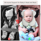 Upgraded Baby Head Support Pillow for Newborn Toddler, Soft Cotton Baby Travel Pillow for Car Seats and Strollers for Baby, White