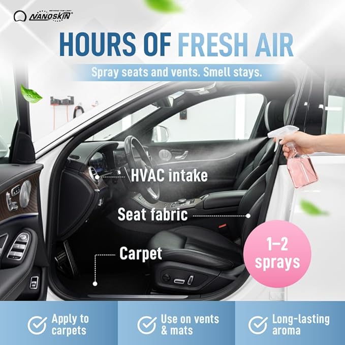 Nanoskin Concentrated Air Freshener – BABY POWDER - Emits Fragrant Scent with Odor Eliminator into The Air to Freshen Interior | Adjustable Dilution up to 9:1 | For Automotive, Home, Office & More