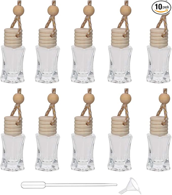 Car Aromatherapy Essential Oil Diffuser Bottle,10 Pack Car Air Freshener Bottle Empty Hanging Perfume Bottle Fragrance Decor Accessories Auto Window Ornament (hexagon)