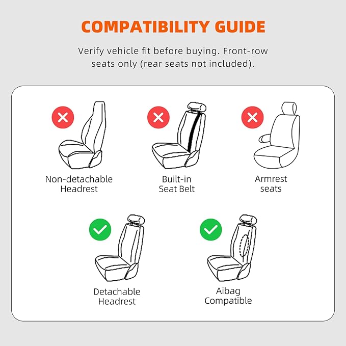 KEYOOG Universal 2-Seater Waterproof Breathable Nappa Leather Car Seat Covers Full Set, Compatible with Toyota Corolla Camry, Lexus LS400, Nissan Murano Rogue, Fit Front Seats Most Sedans SUV- Gray