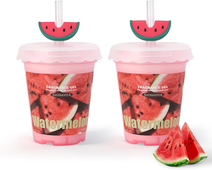 Diffusers for Home Watermelon Scent 2 Pack, Bathroom Diffuser Fruit Cup Shape for Office, Air Freshener Diffuser Gel Leak-Proof Car & Room, Bathroom Scent Diffuser for Friends and Family