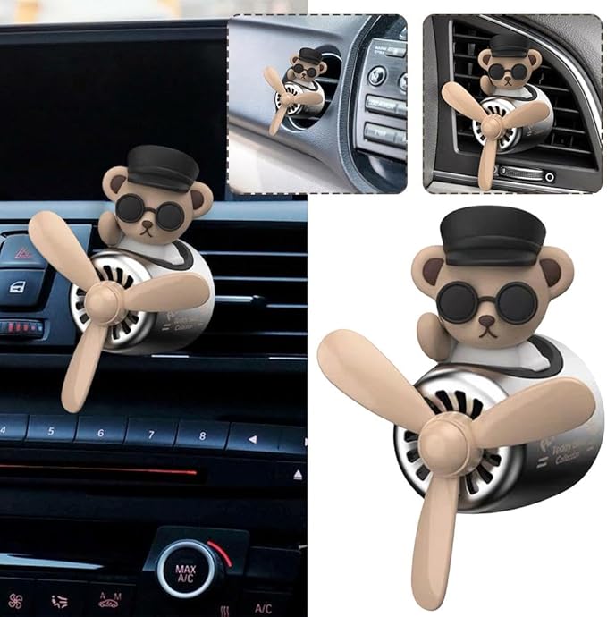 Cartoon Animal Pilot Car Air Freshener, Cute Automotive Air Outlet Creative Car Perfume Diffuser, Pilot Bear Car Air Freshener for Car (hiba Inu Captain)