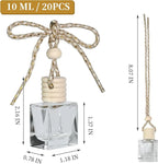 20PCS Mini Flat Square Car 10ML Perfume Empty Bottles with Gold Wire Rope Flat Square Bottles-10ml Car Diffuser Bottles for Essential Oils-Essential Oil Car Freshener-Hanging Car Air Freshener