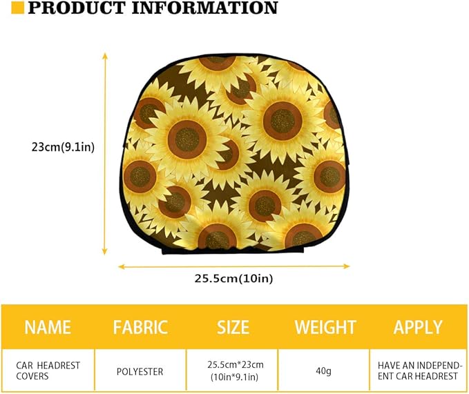 FKELYI Sunflower Horse Car Seat Covers Full Set with Headrest, Cup Coasters, Gear Shift, Handbrake, Steering Wheel Covers, Southwestern Tribal Aztec Auto Seat Accessories