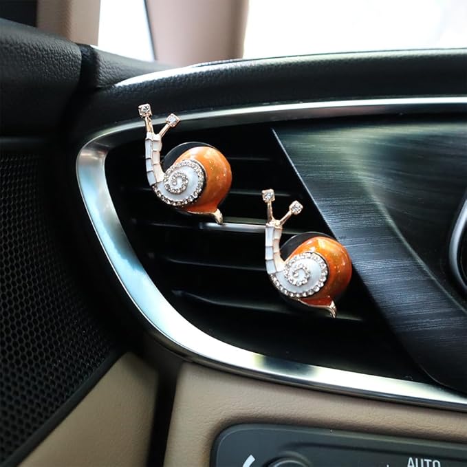 Snail Car Decor,2pcs Orange Snail Car Air Freshener Vent Clips,Cute Interior Accessories for Women Teens New Driver,Refillable Aesthetic Diffuser