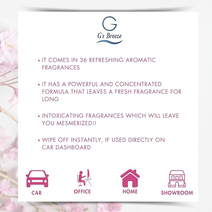 G's Breeze Floral Dream Air Freshener – Luxurious Rose, Lily & Jasmine Blend for Long Lasting Floral Freshness – Ideal Scent for Home, Car & Office – Create a Serene, Elegant and Uplifting Atmosphere