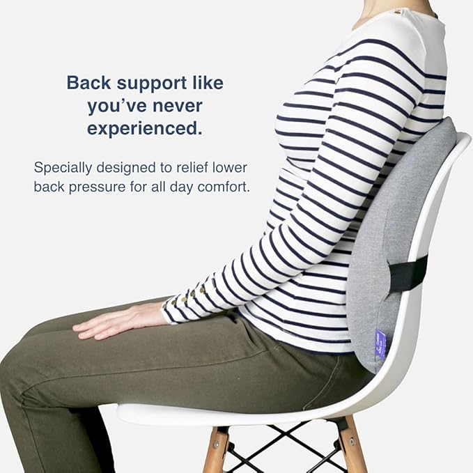 C CUSHION LAB Extra Dense Lumbar Pillow - Patented Ergonomic Multi-Region Firm Back Support for Lower Back Pain Relief - Lumbar Support Cushion with Strap for Office Chair, Car, Sofa, Plane - Black