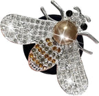 White Silver Bee Car Air Vent Clips,Bling Rhinestone Car Air Fresheners Vent Clip,Cute Aromatherapy Diffuser Car Vent Clip Interior Decoration Charm Accessories for Girl Women