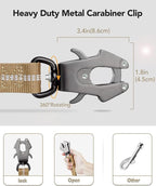 Joytale Tactical Dog Leash Heavy Duty, 4-6FT Shock Absorbing Bungee Lead with 2 Padded Handle, Metal Carabiner Clip, Car Seatbelt, Strong No Pull Leash for Medium Large X-Large Dogs, Coyote Brown