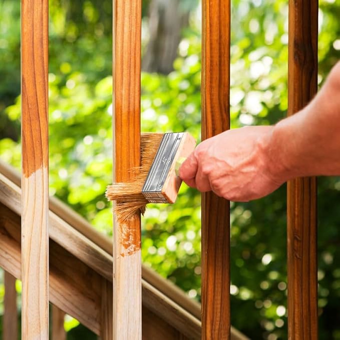 4 Inch Wide Paint Brush Soft Thick Household Bristle Utility Staining Brushes for Deck Railing Fence Siding Interior Exterior Painting, Dusting, Masonry, Wood Stain Block Brush by Magimate